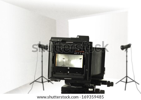 empty studio and camera of black 