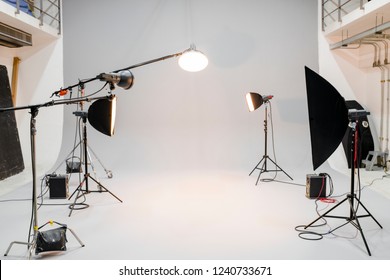Empty studio with photography lighting - Shutterstock ID 1240733671