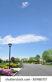 Empty Suburban Residential Neighborhood Street