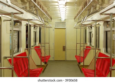 Empty subway train in metro