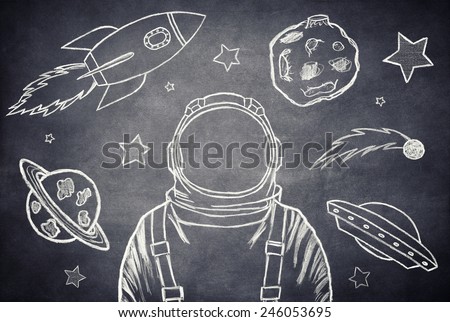 Empty suit astronaut on a background of outer space