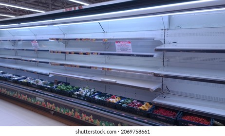 empty supermarket open chiller showcase for maintenance. Lotte Mart, Jakarta, 5 November 2021. - Shutterstock ID 2069758661