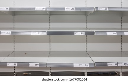 Empty Supermarket Shelves After Panic Buying During The Coronavirus Pandemic