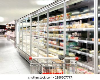 Empty Supermarket,frozen Food From A Supermarket Freezer	