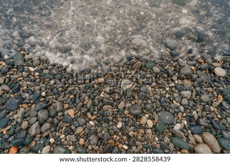 empty surface of pebble shore, top view 
