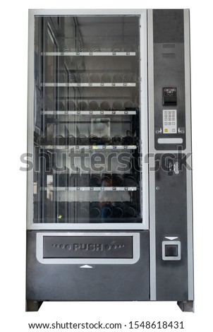 Empty sweets dispenser isolated on white background
