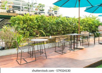 empty table and chair in outdoor cafe