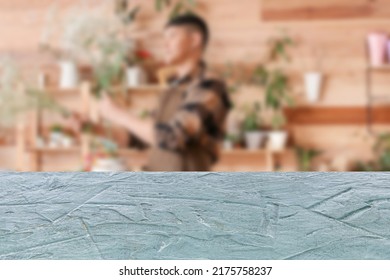 Empty Table In Flower Shop