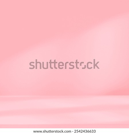  Empty table on pastel pink wall.  Minimalist background with abstract light and smooth shadows. Mock up for presentation, branding products, cosmetics, food or jewelry.