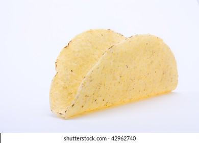 Empty Taco Shell Isolated Against White Background.