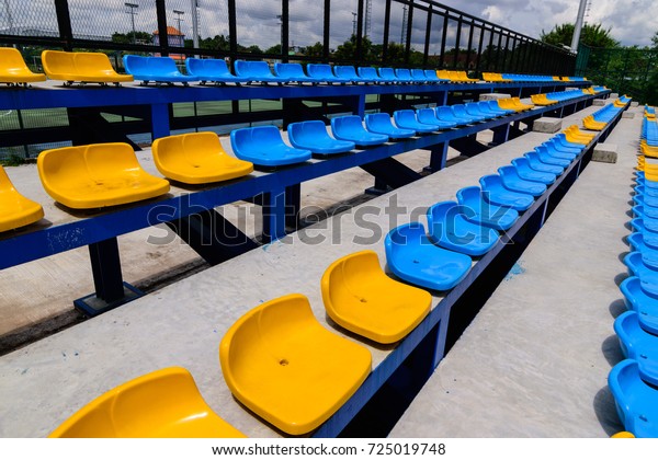 Empty Tennis Court Chairs Seats Tennis Royalty Free Stock Image