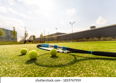 Empty Tennis Grass Court Aerial