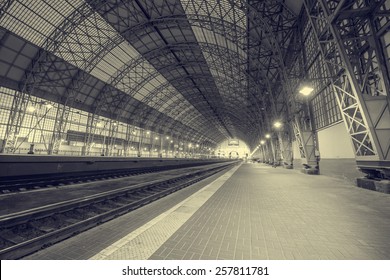 Empty terminal railway station at night time. - Powered by Shutterstock