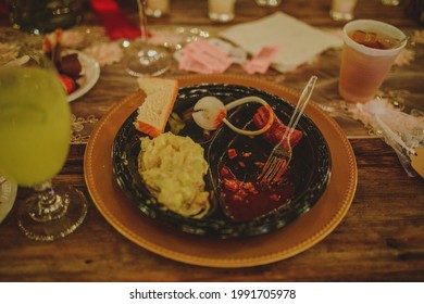 Empty Texas BBQ Plate At Private Event. 