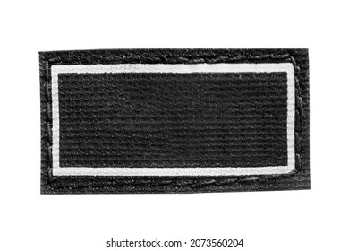 Empty textile black patch isolated on white background