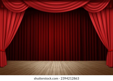 Empty theater stage with red velvet curtains - Powered by Shutterstock