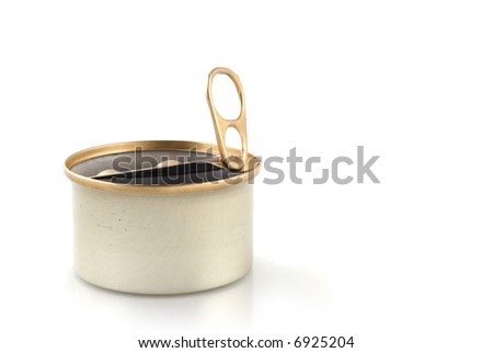 empty tin with open lid without label