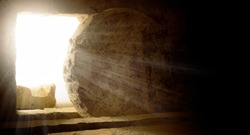 Empty Tomb: Details Of Jesus Christ’s Resurrection : Surrealism Background : Easter Day