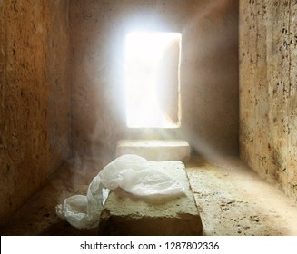 Empty Tomb: Details of Jesus Christ’s Resurrection : Surrealism Background : Easter Day