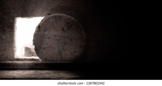 Empty Tomb: Details Of Jesus Christ’s Resurrection : Surrealism Background : Easter Day