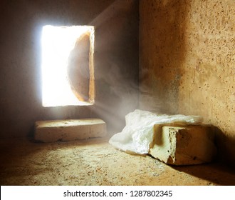 Empty Tomb: Details of Jesus Christ’s Resurrection : Surrealism Background : Easter Day
