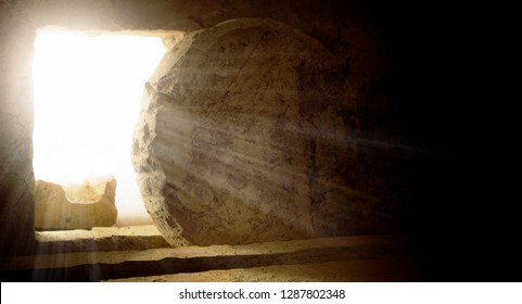 Empty Tomb: Details of Jesus Christ’s Resurrection : Surrealism Background : Easter Day - Shutterstock ID 1287802348