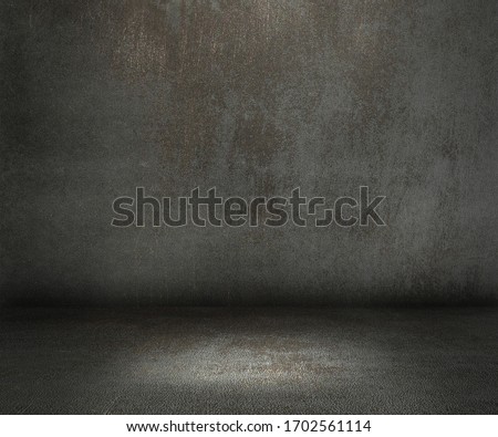 Empty top of dark brown stone ground on concrete wall background texture grunge and brown surface with space or display for add text or image and product. Loft style interior design.
