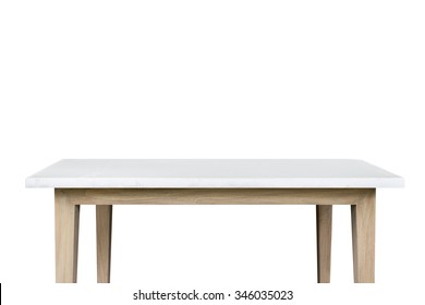 Empty top of granite stone table isolated on white background. For product display - Shutterstock ID 346035023