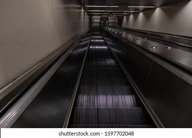 Empty Train Station Escalator In Sydney Australia