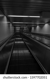 Empty Train Station Escalator In Sydney Australia