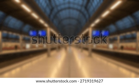 Empty Train Station Platforms at Dusk with Journey Begins.