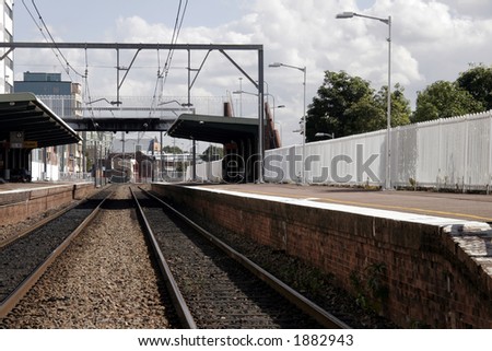 Empty Train Station Tracks In Newcastle, Australia