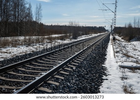 Empty train tracks in early springtime, Kempele Finland