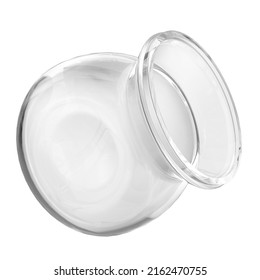  Empty Transparent Glass Jar. Round Shape Glass Canister. 