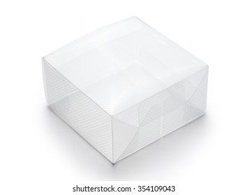 Empty Transparent Plastic Box On White Background