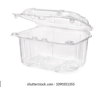 Empty Transparent Plastic Food Container Isolated On White