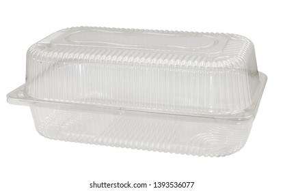 Empty Transparent Plastic Food Container Isolated On White