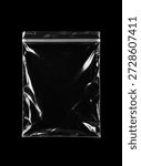Empty Transparent Zip Lock Plastic Bag on Black Background