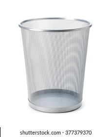 Empty Trash, Clean Garbage Bin, Metal Basket Bin For Waste Paper In Office, Empty Rubbish For Wastepaper Or Junk