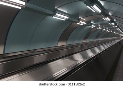 empty travelator and reflection