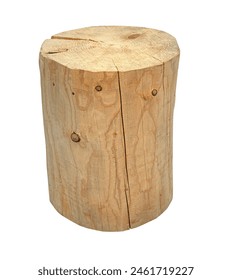 Empty tree trunk to display products. Isolated on white background. with clipping path