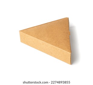 Empty Triangle Paper Box, Single Pizza Slice Brown Cardboard Package, Triangular Box Isolated on White Background, Clipping Path - Shutterstock ID 2274893855