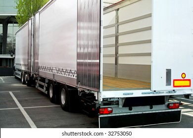 Empty Truck And Trailer With Open Back Door