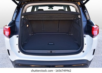 Empty Trunk Of The Small White Suv