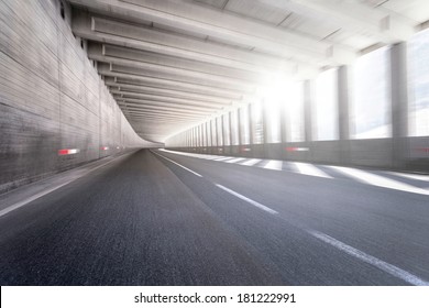 Empty Tunnel Road With Motion Blur