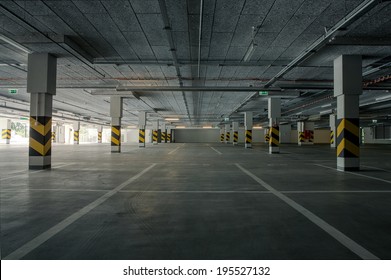 Empty Underground Parking Background With Copy Space