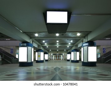 Empty underground train station, London