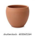 Empty unpainted clay pot isolated on white