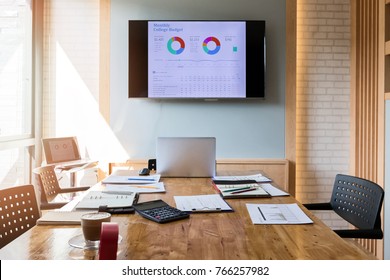 Empty Urban Meeting Room. Interior Of Meeting Room In Modern Office