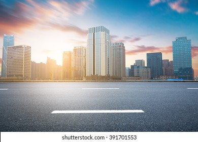 Empty Urban Road And Buildings